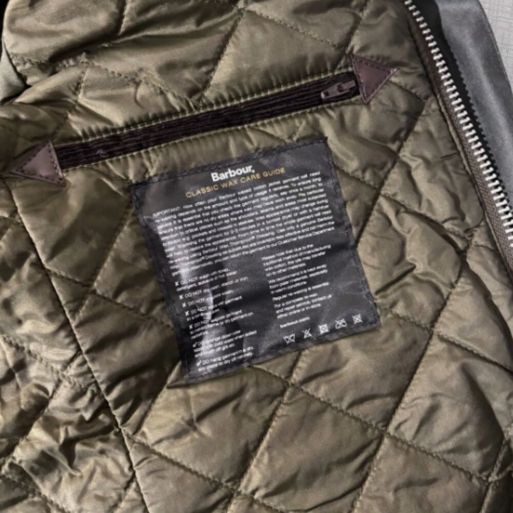 Sage ~ Barbour Tourer DUKE Waxed Motorcycle Jacket MSRP$485 British Heritage - Picture 11 of 16